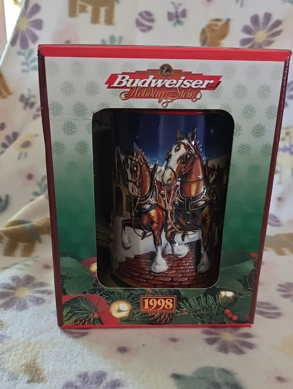 Budweiser White Ceramic Holiday Stein Base - Grant's Farm 1998